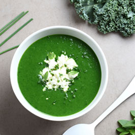 Fresh herb & chard soup with crumbled feta