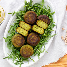 Green herb falafel with hummus