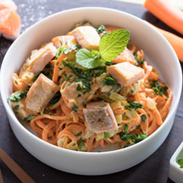 Carrot Noodles with Salmon and Cream Cheese Sauce