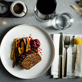 Nut roast with roasted carrots