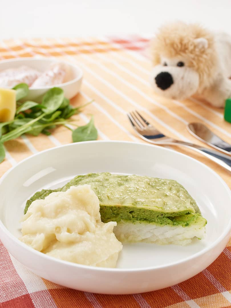 Cod with spinach topping