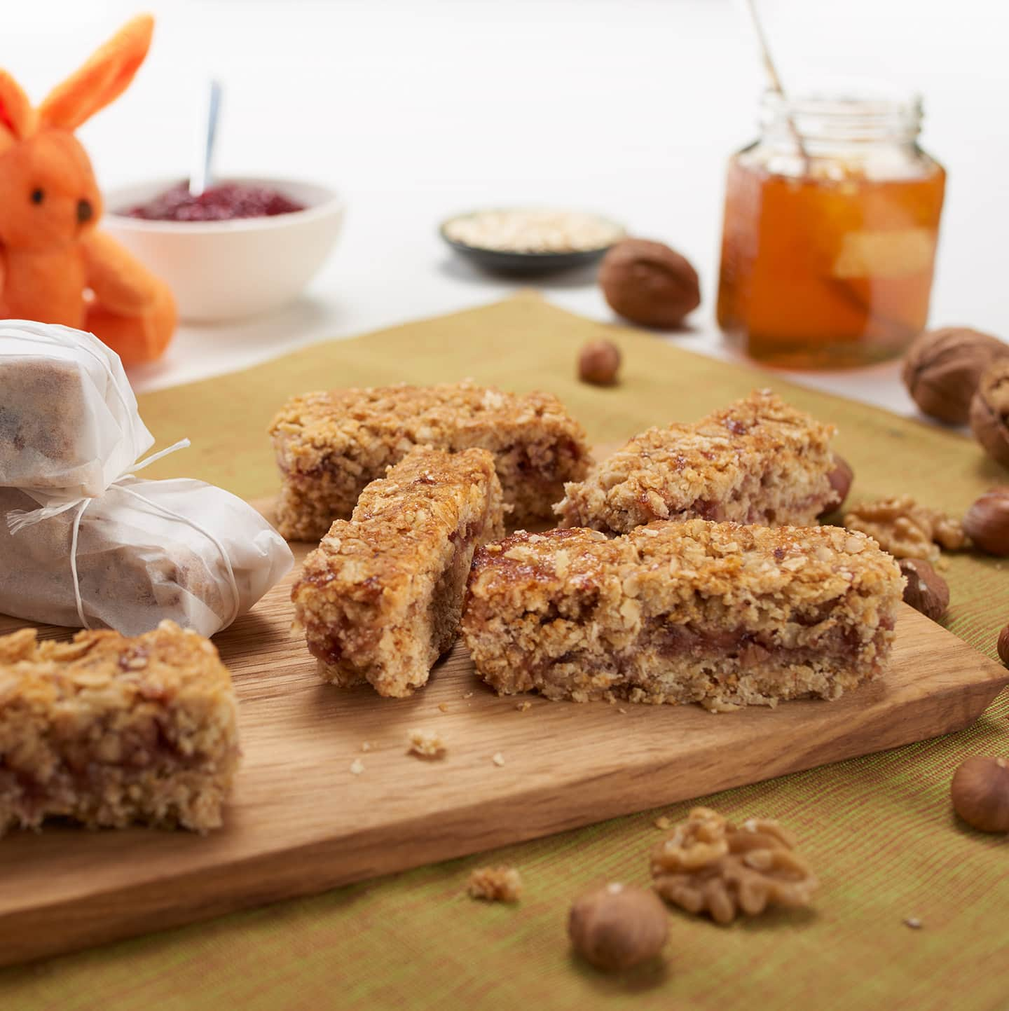 Oat cookies on wooden plate