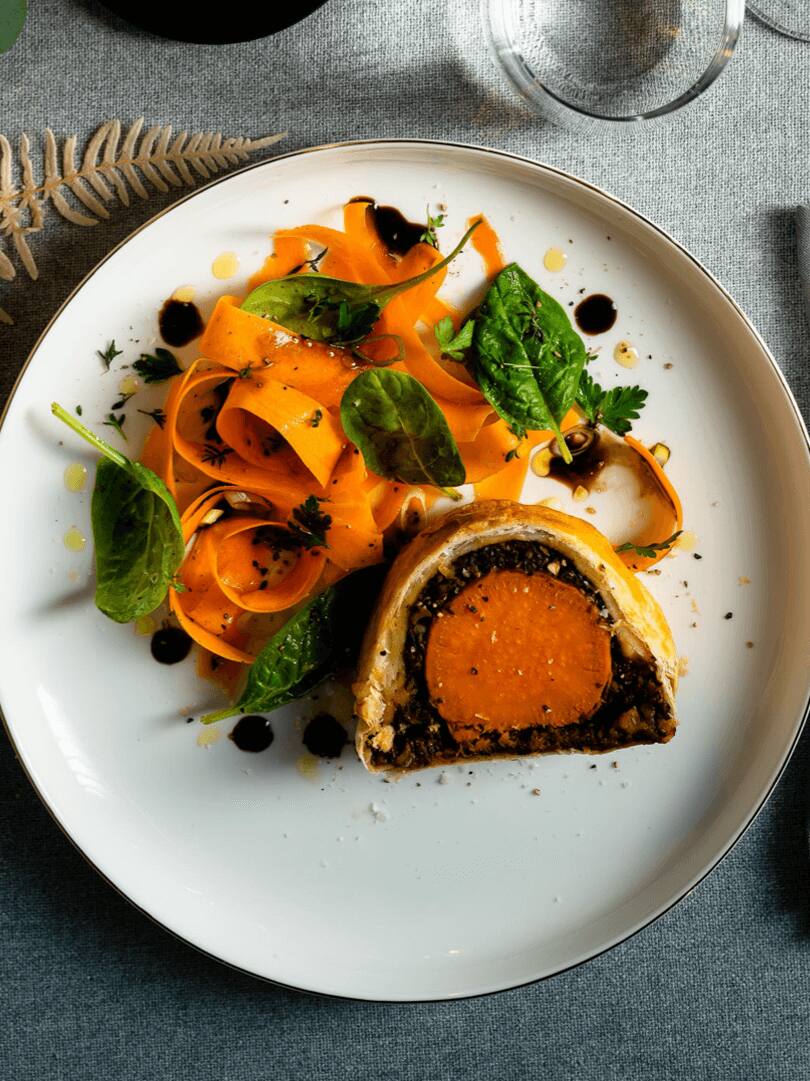 (Vegan) Sweet potato wellington with mushrooms