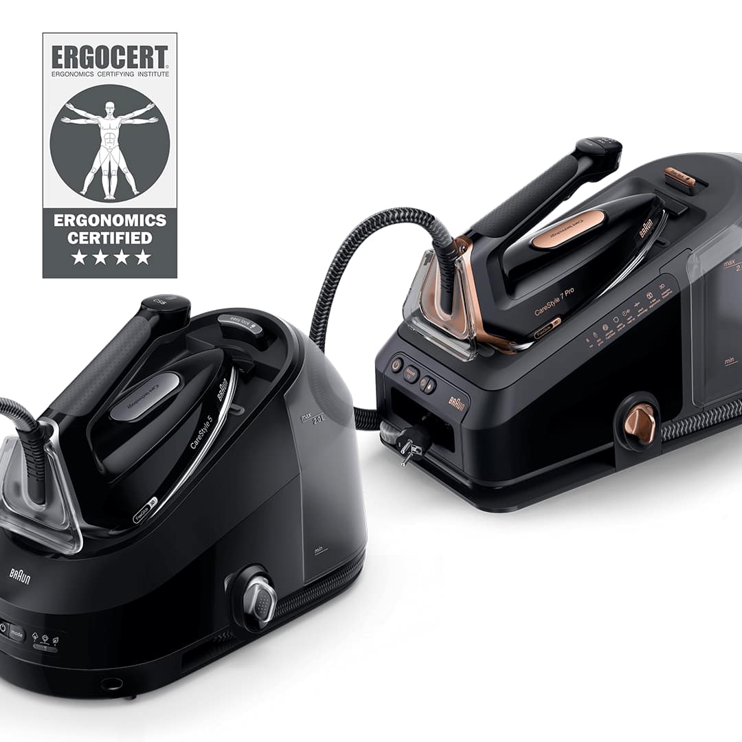 Certified superior ergonomics: Braun CareStyle 7 and Braun CareStyle 5 steam generator irons