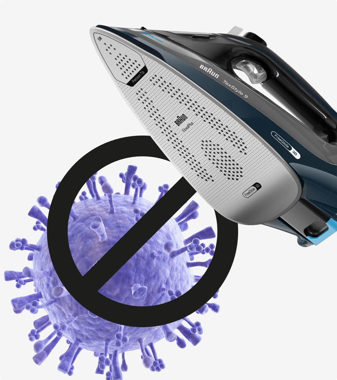 Braun TexStyle 9 Steam iron kills viruses and bacteria