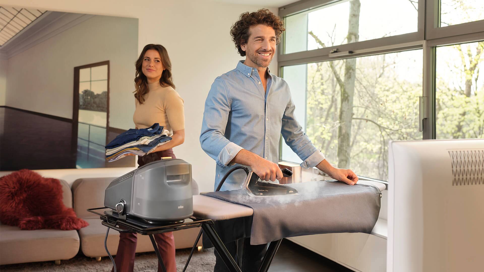 Braun CareStyle 7 Pro steam generator iron in use