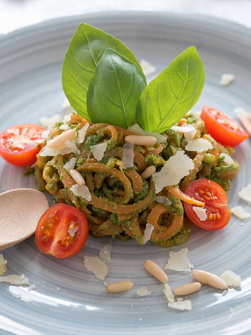 Carrot Noodles with Wild Garlic Pesto.