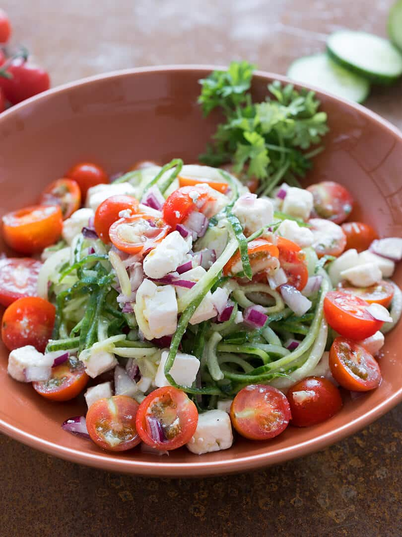 Greek Cucumber-Pasta Salad with Feta.