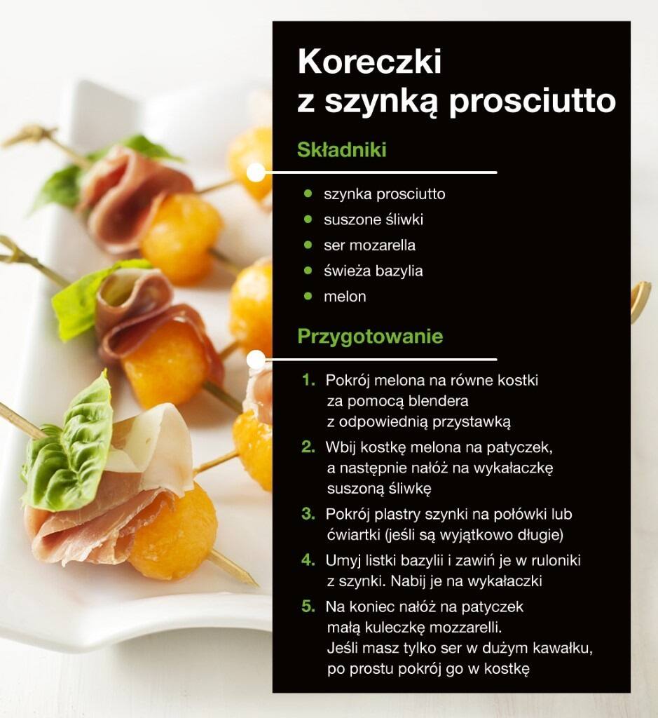 koreczki z szynką prosciutto