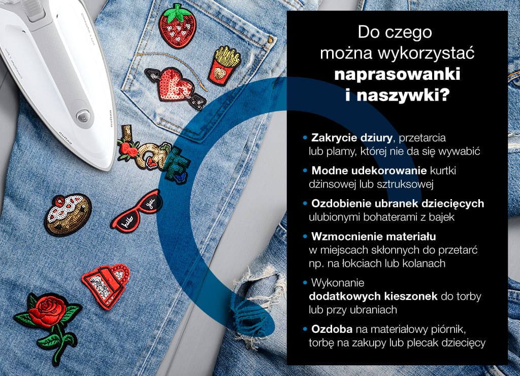 Do czego można wykorzystać naprasowanki i naszywki - infografika