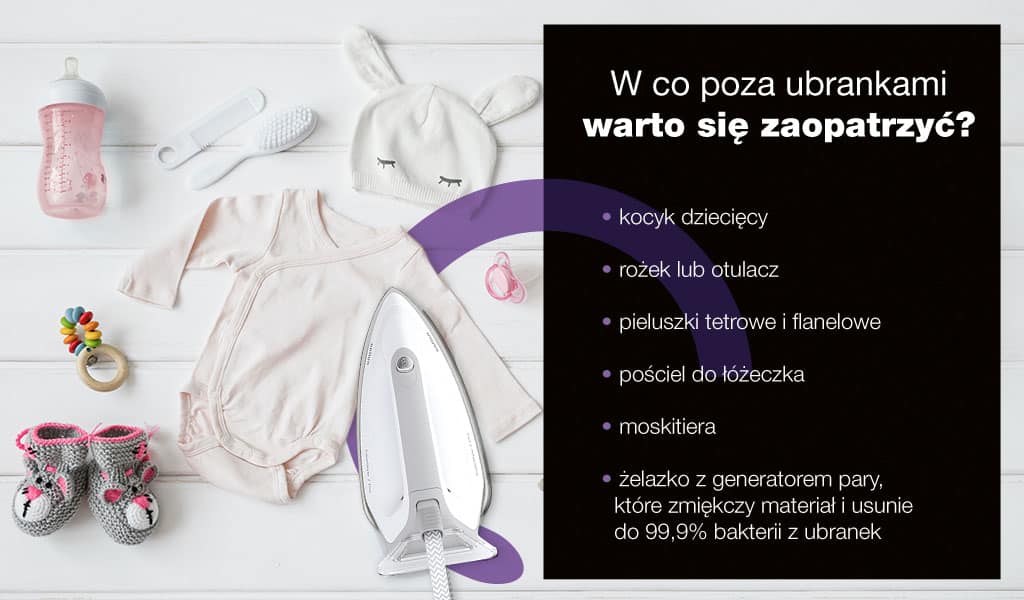 Co poza ubrankami do wyprawki noworodka -infografika