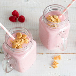 Cheesecake shake met framboos en banaan